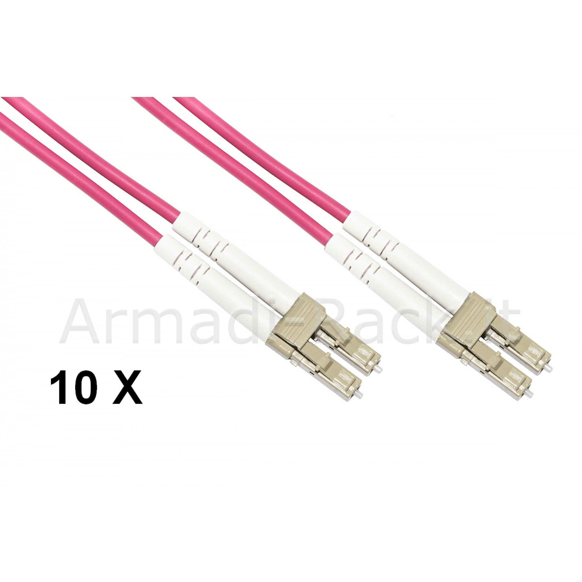 Confezione 10 cavi fibra ottica lc a lc multimode duplex om4 guaina 2...