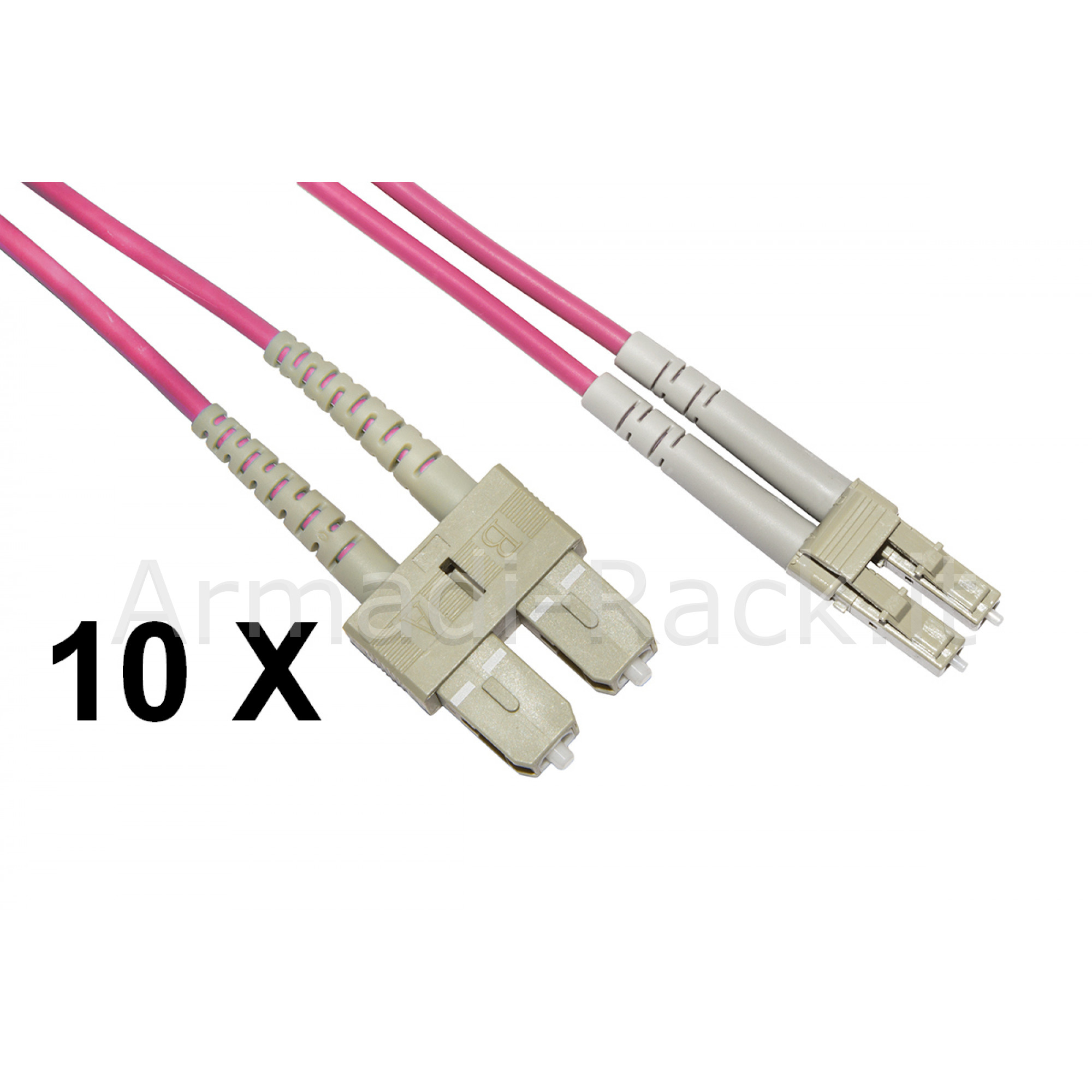 Confezione 10 cavi fibra ottica lc a sc multimode duplex om4 guaina 2...