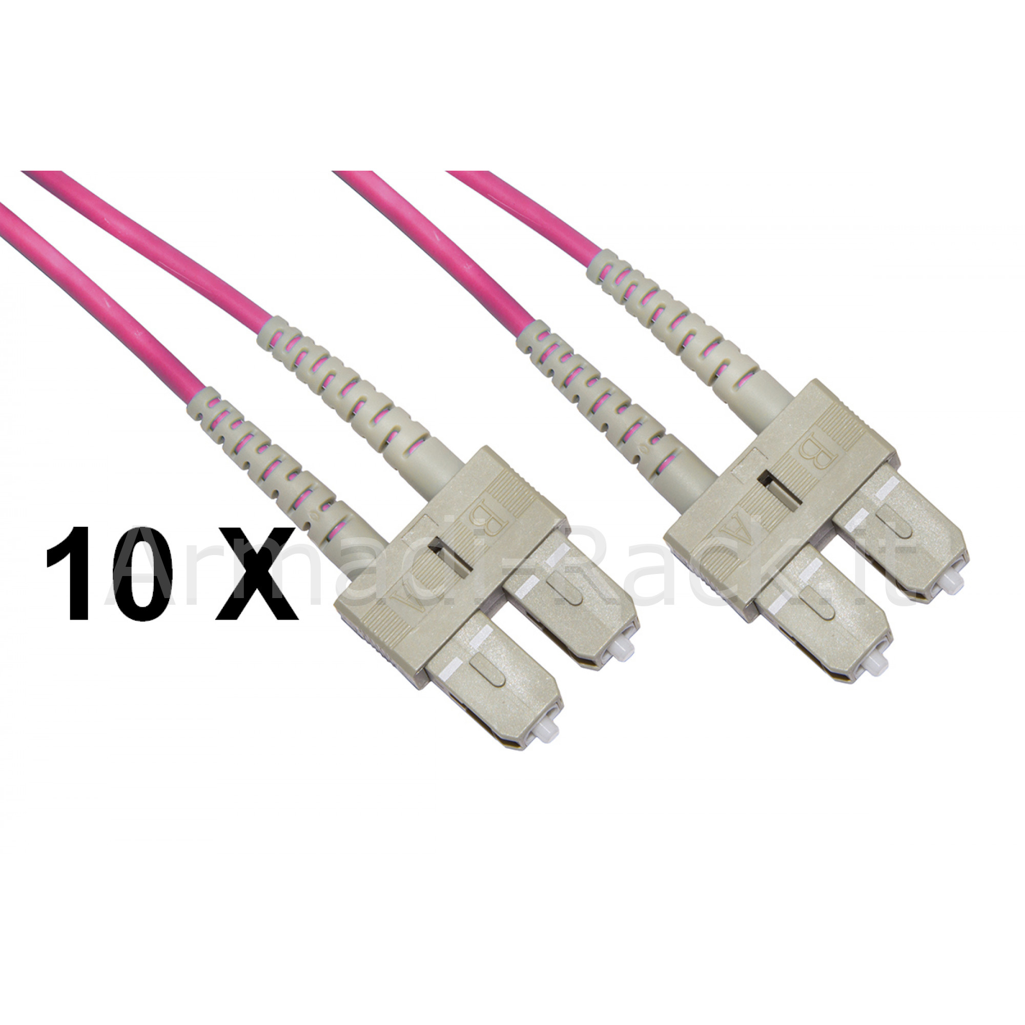 Confezione 10 cavi fibra ottica sc a sc multimode duplex om4 guaina 2...