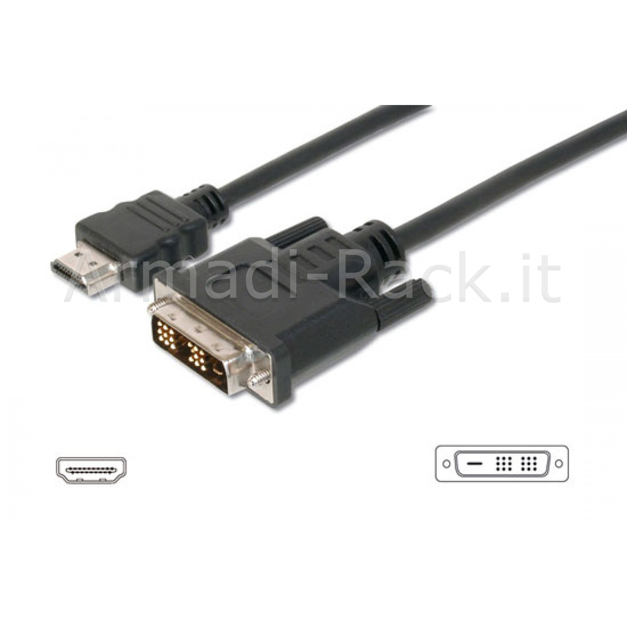 Cavo HDMI 19 Poli Tipo a Maschio - Dvi-D 18+1 Poli Maschio Mt. 3 (Ak...