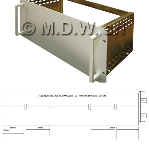 Contenitore a cassetto 3U-460 con pannello frontale lavorato a...