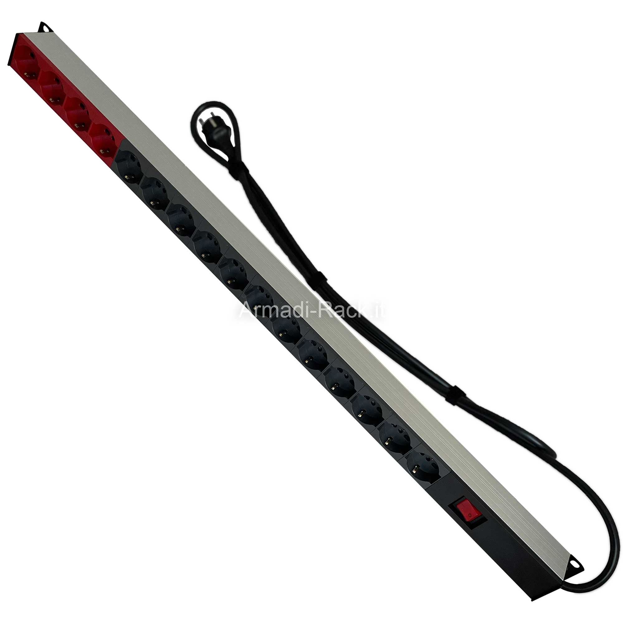 Multipresa rack 16 prese UNEL (12 nere sotto interruttore luminoso...