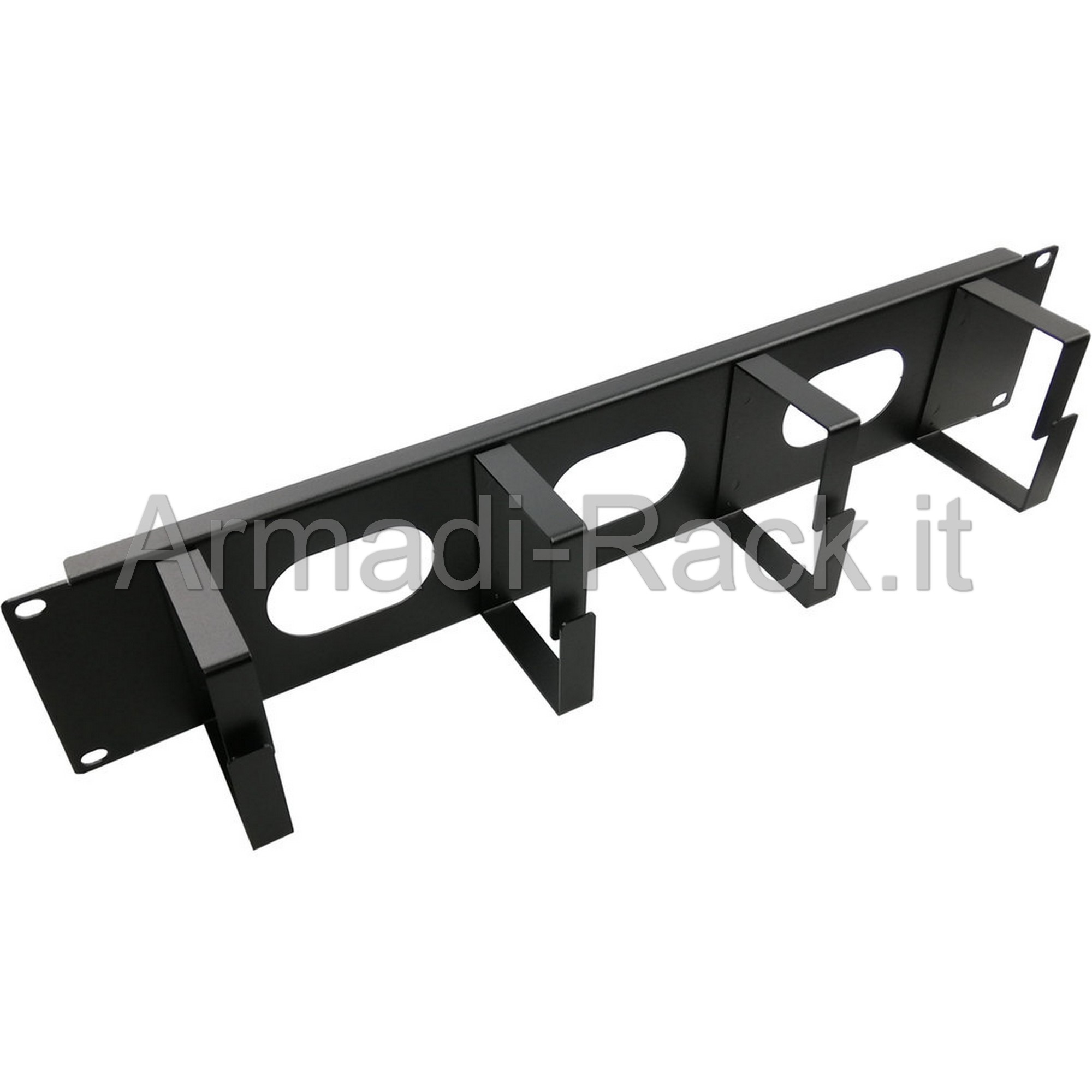 Pannello rack 19" 2 unità per la gestione orizzontale dei cavi con...