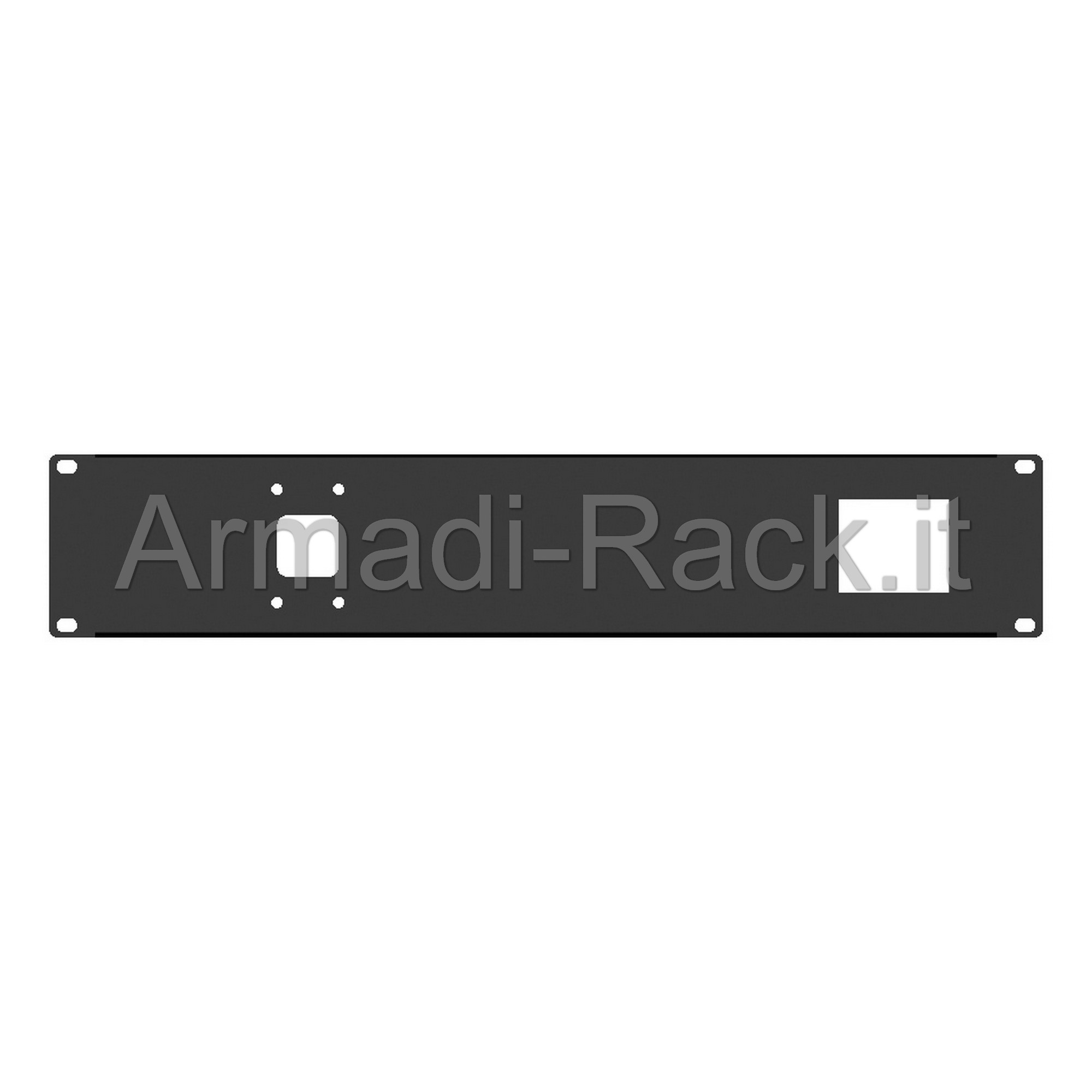 Pannello rack 19" 2 unità preforato per 1 spina 220v 16a 90°...