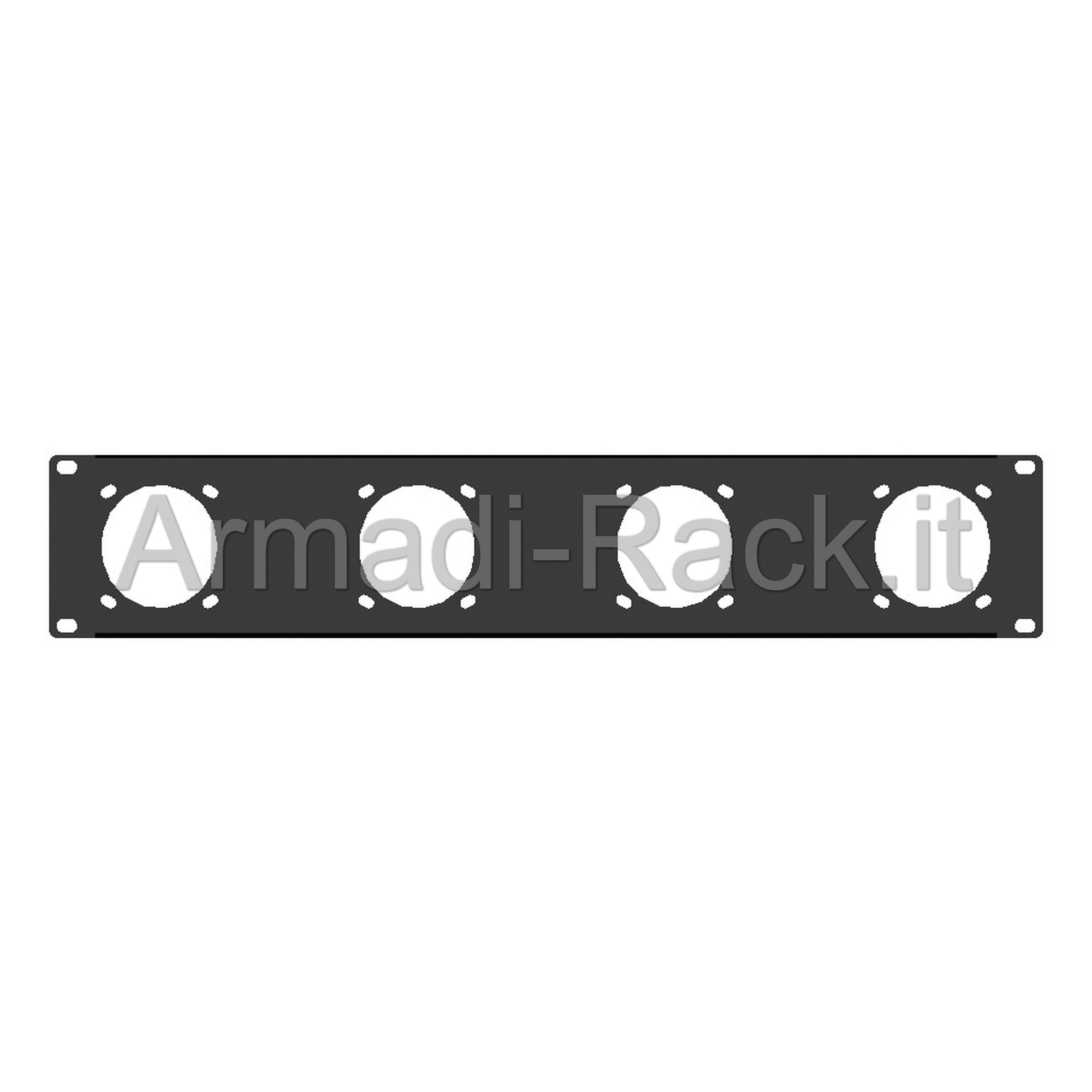 Pannello rack 19" 2 unità preforato per 4 prese 220v 16a palazzoli o...