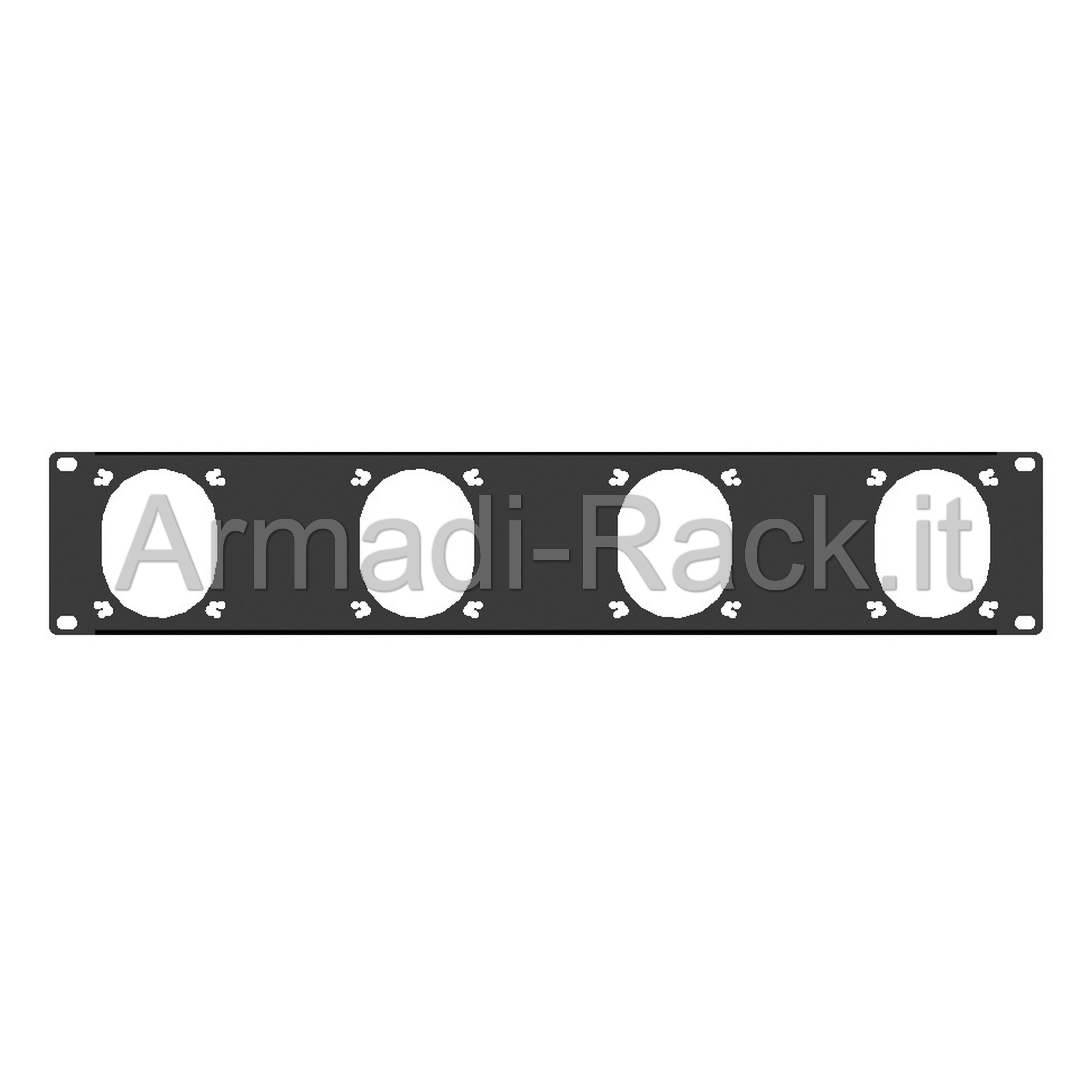 Pannello rack 19" 2 unità preforato per 4 prese 220v 16a gewiss...