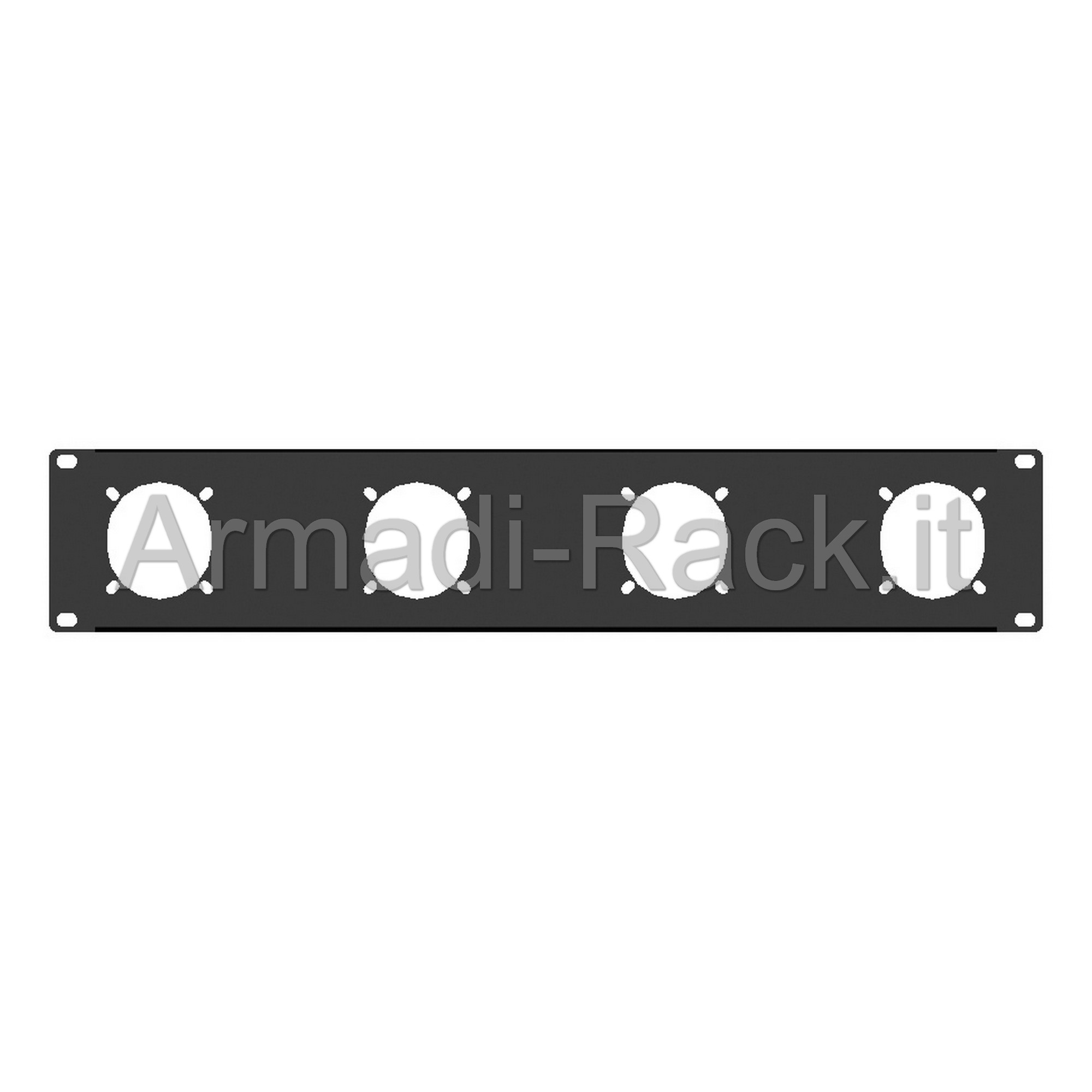 Pannello rack 19" 2 unità per 4 prese/spine pce 70x70 mm 16/32a da...