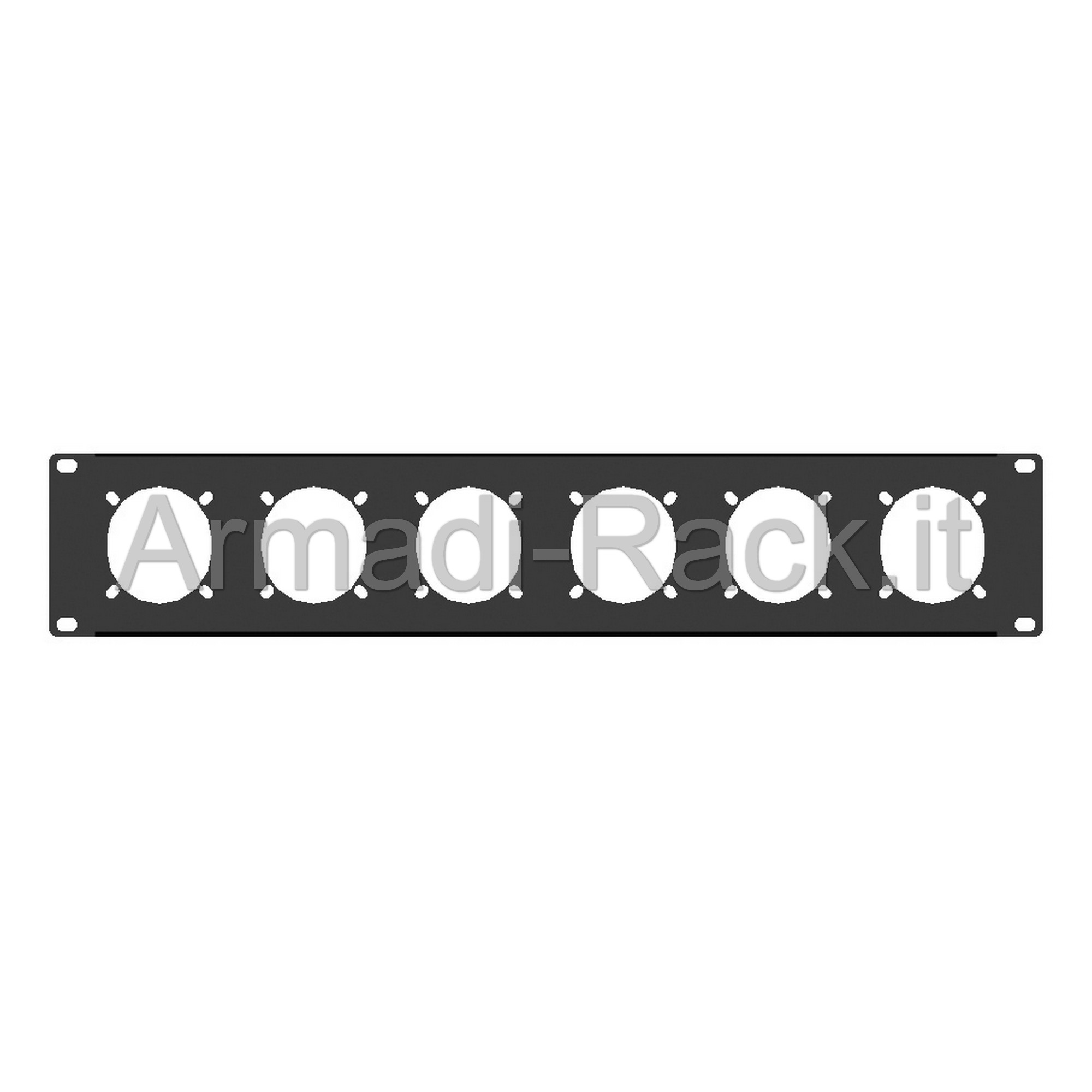 Pannello rack 19" 2 unità per 6 prese/spine pce 70x70 da 16/32a da...