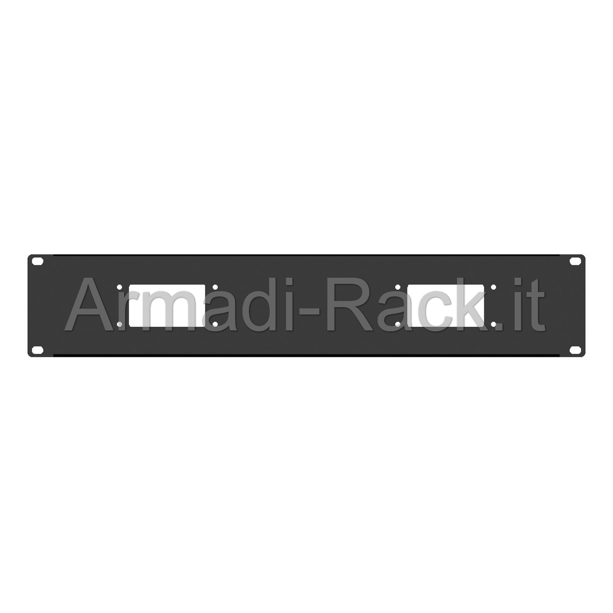 Pannello rack 19" 2 unità preforato per 2 connettori multipolari...