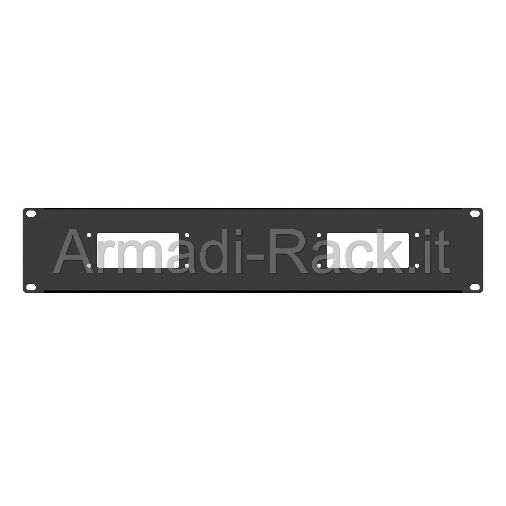 Pannello rack 19" 2 unità preforato per 2 connettori multipolari...