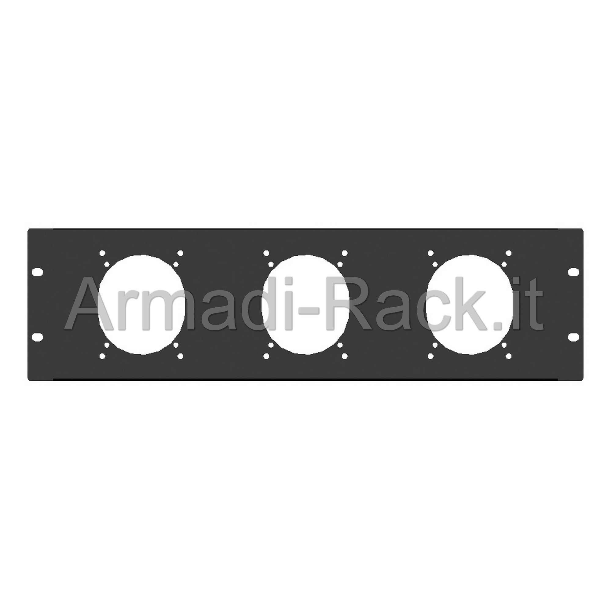 Pannello rack 19" 3 unità preforato per 3 prese 380v 32a gewiss...
