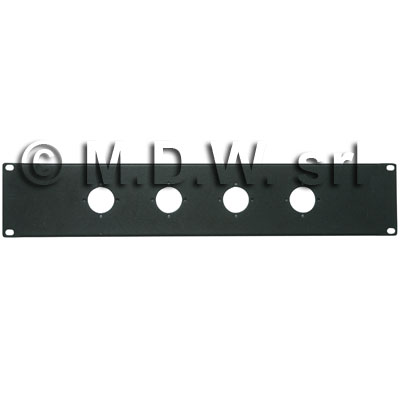 Pannello rack 19" 2 unità con 4 fori per l'inserimento di 4...