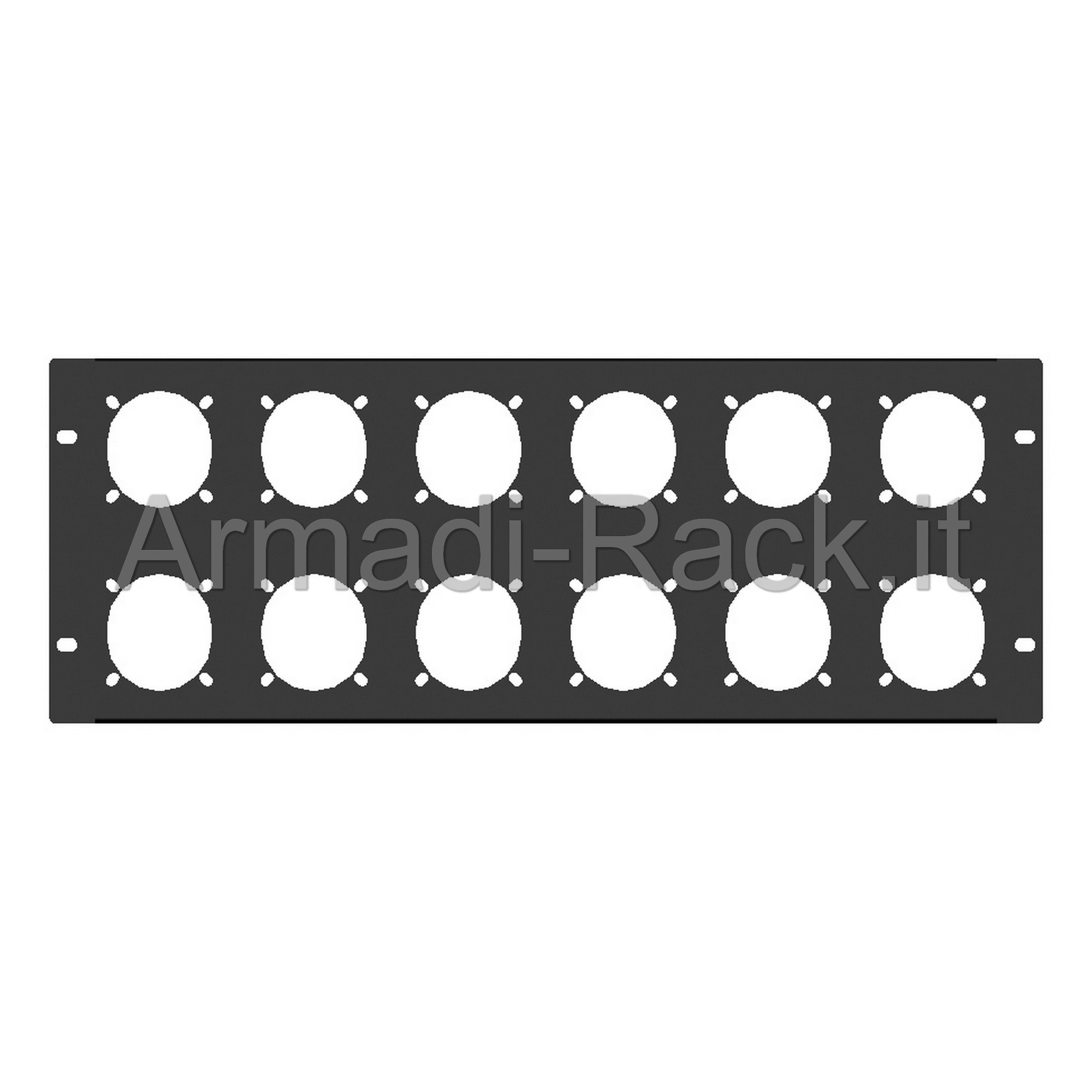 Pannello rack 19" 4 unità preforato per 12 prese 220v 16a gewiss...