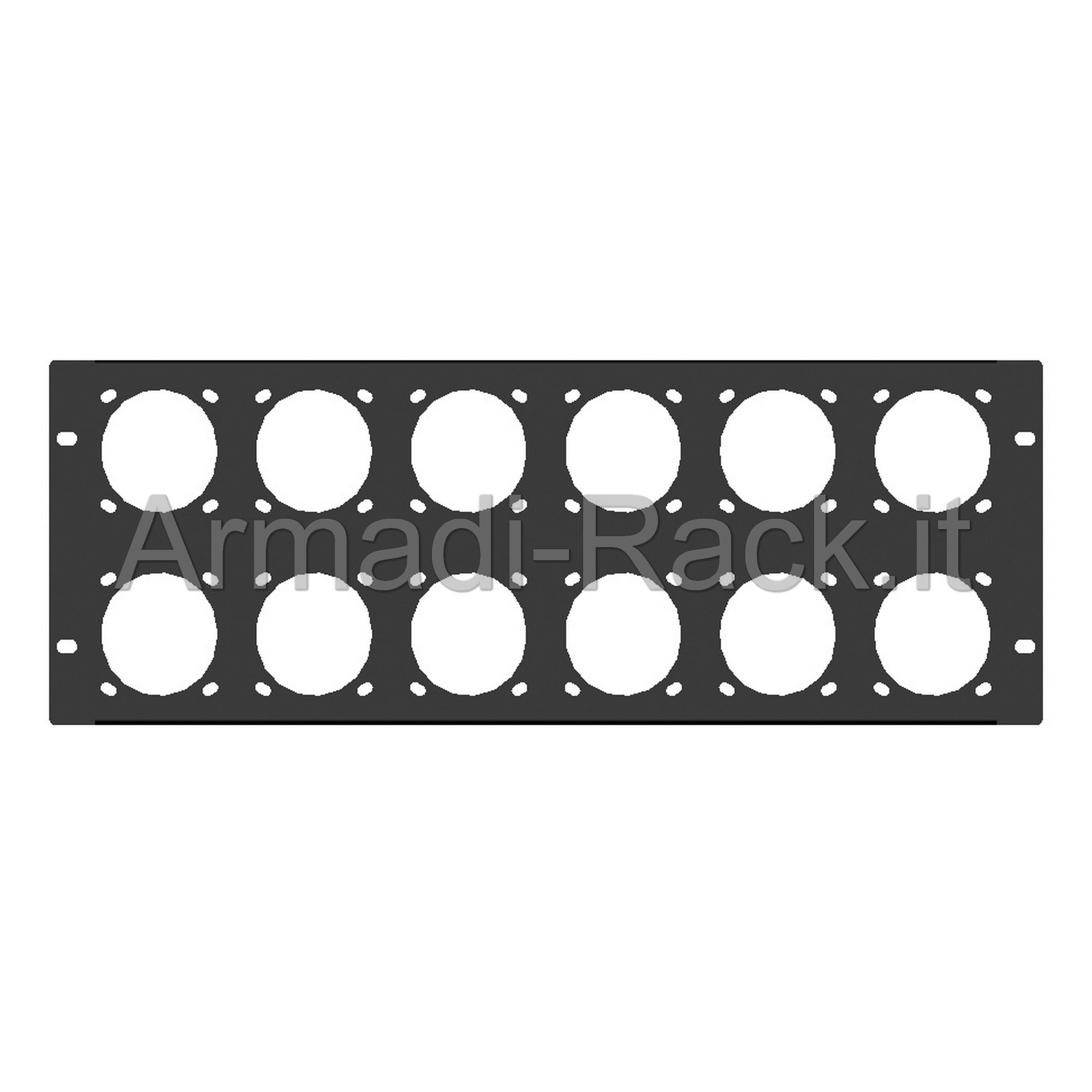Pannello rack 19" 4 unità preforato per 12 prese 220v 16a palazzoli o...