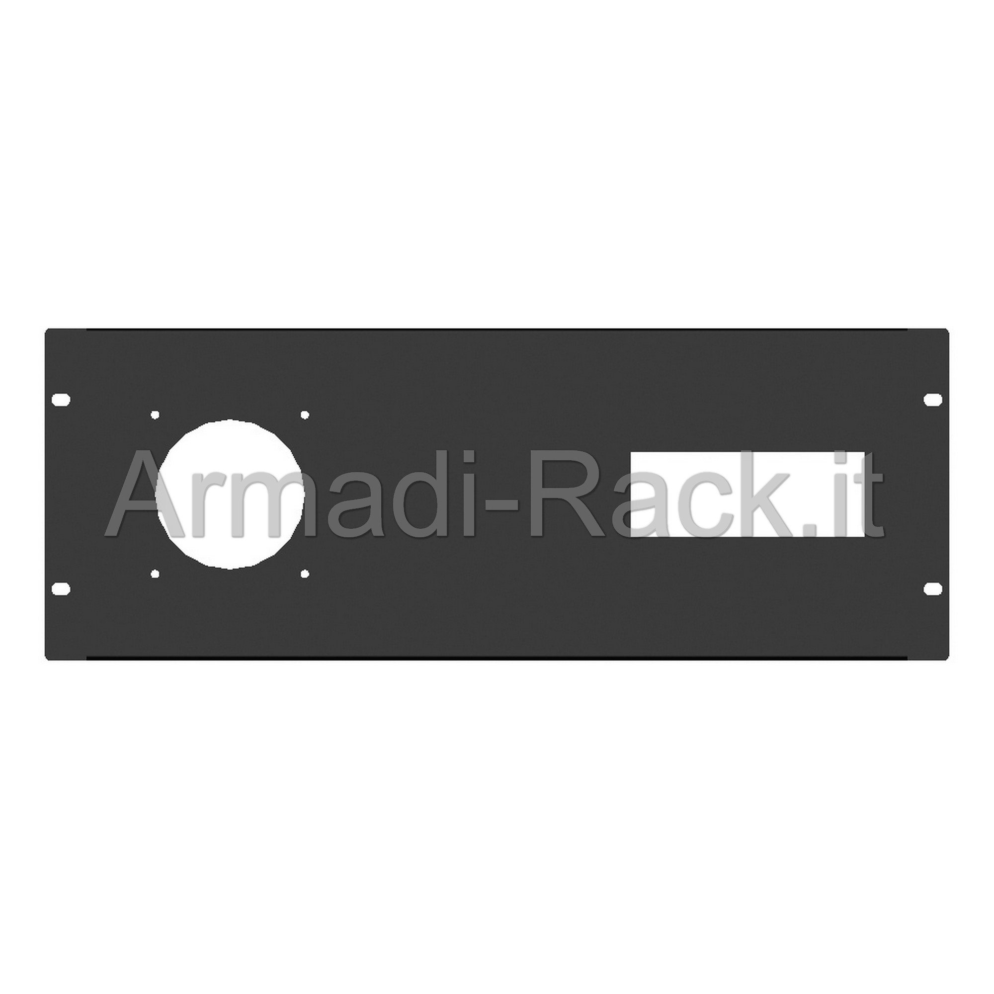 Pannello rack 19" 4 unità preforato per 1 spina industriale dritta...