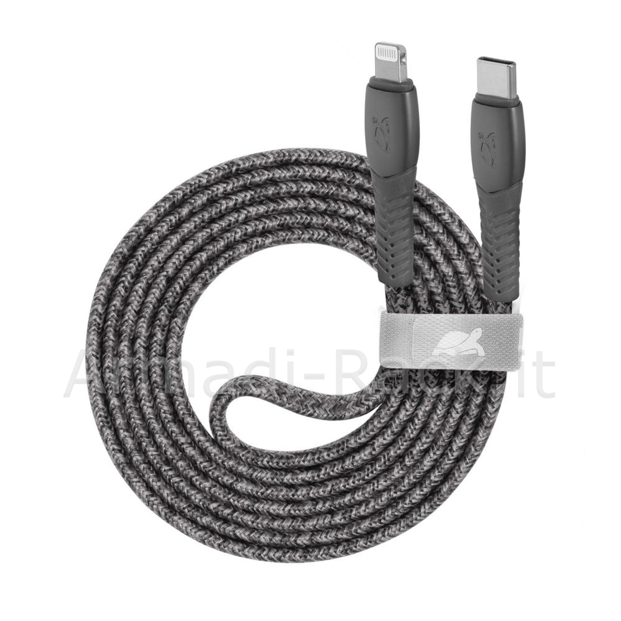 cavo ricarica piatto in nylon resistente type-c / lightning 1,2m...