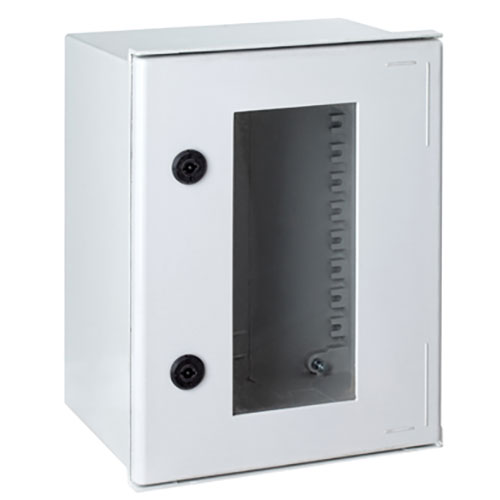 Armadio in poliestere con oblo', IP66, doppia chiusura, dimensioni mm. 400X400X200 (vuota)