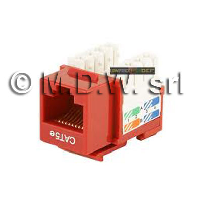 Frutto RJ 45 cat 5e UTP colore rosso - Keystone jack RJ45 Module...