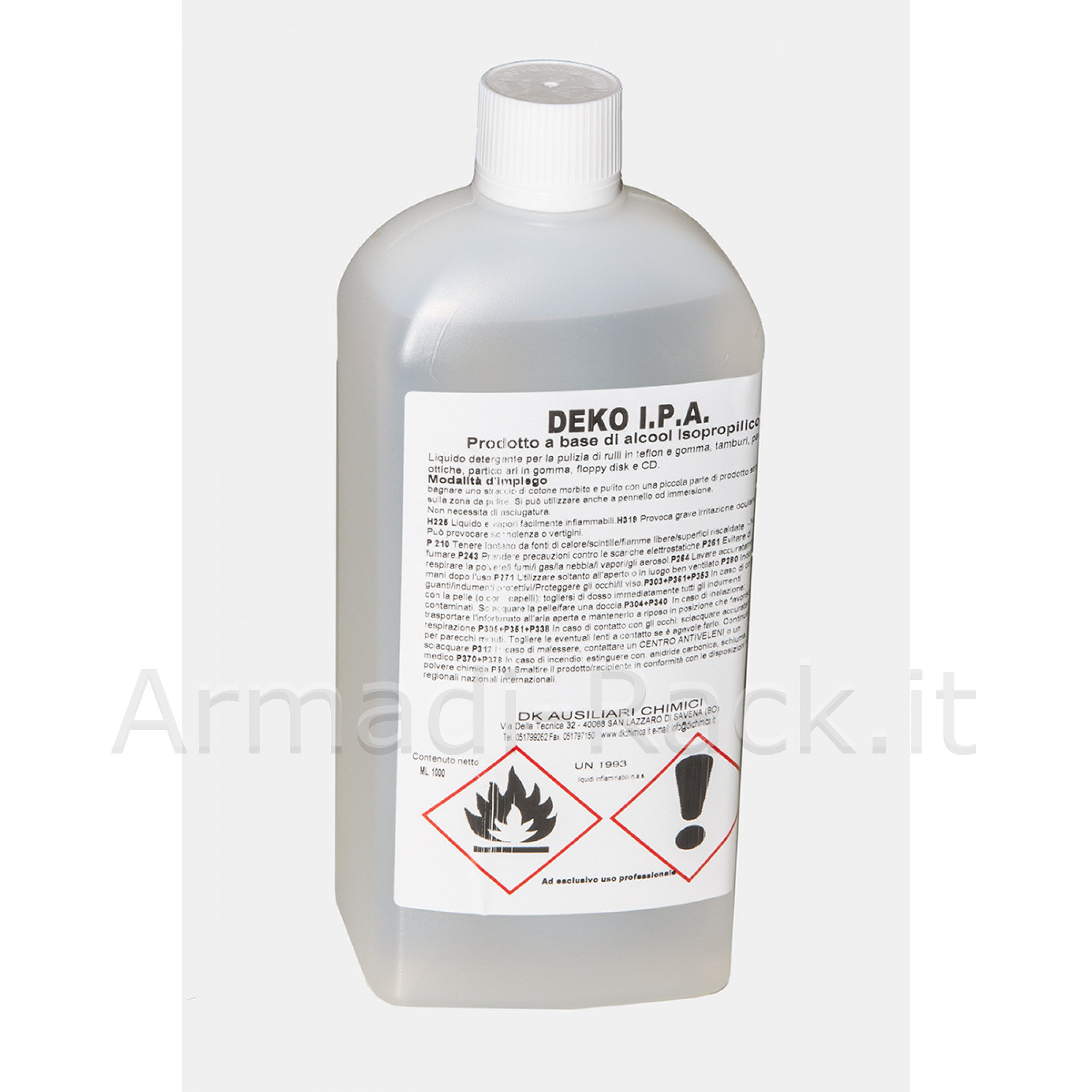Detergente Alcool Isopropilico 1 Lt - Ideale per Tamburi Al - Armadi Rack