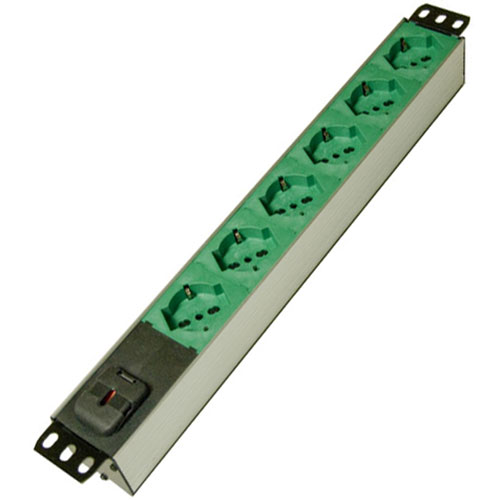 Multipresa 6 prese di colore VERDE con interruttore luminoso bipolare,...