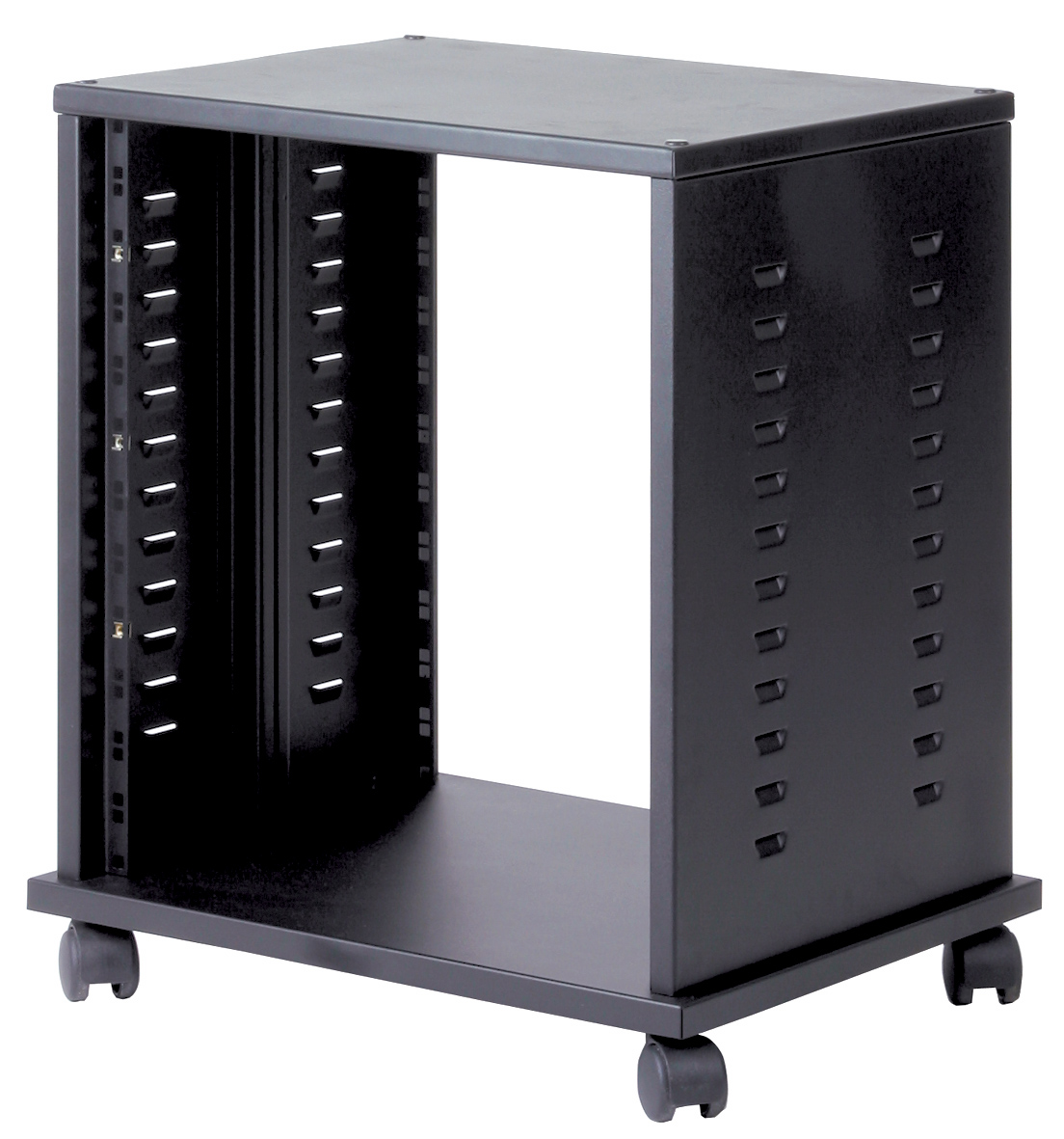 Mobile HI FI professionale per rack 19 pollici da 12 unità, L=560, P=460,  H=660(590 con ruote) mm. Colore nero RAL9005