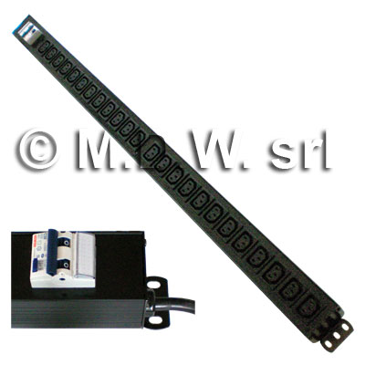 Multipresa 24 prese VDE C13 + interruttore magneto-termico 32A...