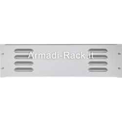 Pannello in acciaio 3 unità rack, areato con fori anti goccia (bocche di lupo) colore grigio RAL 7035