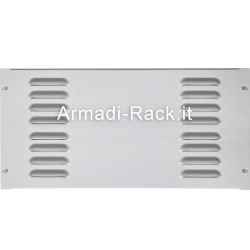 Pannello in acciaio 5 unità rack, areato con fori anti goccia (bocche di lupo) colore grigio RAL 7035