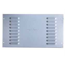 Pannello in acciaio 6 unità rack, areato con fori anti goccia (bocche di lupo) colore grigio RAL 7035