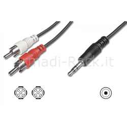 Cavo Stereo per Collegamento Casse/Pc - 1 Connettore 3.5 Mm./ 2 Connettori Cinch (Rca) Maschio Mt.10 (Ak 243 10M)