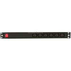 Multipresa 6 prese VDE C19 con interruttore luminoso bipolare, in alluminio 1U rack 19"