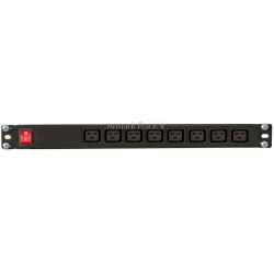 Multipresa 8 prese VDE C19 con interruttore luminoso bipolare, in alluminio 1U rack 19"