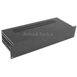 Case rack 19 pollici altezza 2 unità con frontale in alluminio colore nero, varie profondità