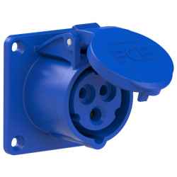 Presa CEE dritta da incasso. Connettore con contatti protetti, 16 A, 230 V, montaggio a pannello, femmina, 2P+T colore blu