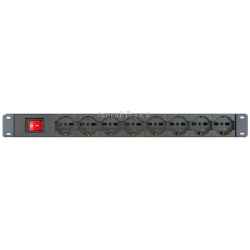Multipresa rack 6 prese UNEL universale 10/16Amper italiana + schuko con interruttore luminoso bipolare 1U, 16A, 230V cavo 3G2,5 lunghezza 5...