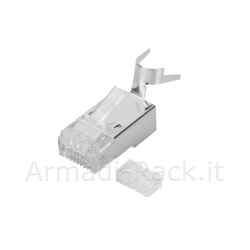 Connettore plug 8 poli schermato cat.6a rj45 con inseritore per cavo rete flessibile