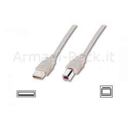 Cavo usb 2.0 connettori a-b, lunghezza mt. 3 colore grigio chiaro