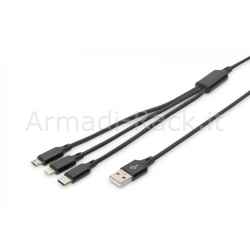 cavo di ricarica 3 in 1, usb a, lighning + micro usb + usb-c