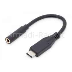 Adattatore Audio USB Tipo-C / Jack 3.5Mm M/F, 0.2 Mt Colore nero