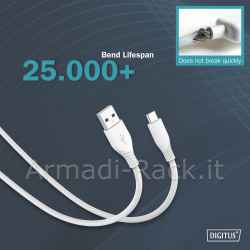 Cavo ricarica guaina silicone usb-a / usb-c 0,5m, usb 2.0, 60w, bianco