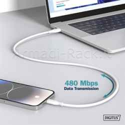 Cavo ricarica guaina silicone usb-a / usb-c 2m, usb 2.0, 60w, bianco