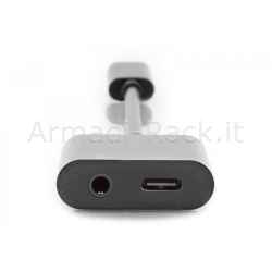 Cavo Splitter USB Tipo-C. a USB Tipo-C. + Connettore 3.5Mm Stereo
