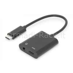 Cavo Splitter USB Tipo-C. a USB Tipo-C. + Connettore 3.5Mm Stereo