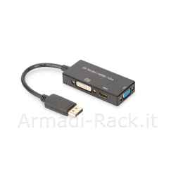 Adattatore Video 3 in 1 Connettore Dp Maschio - HDMI + Dvi + Vga