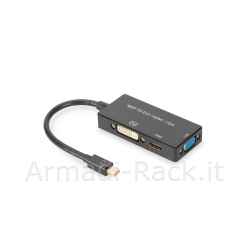 Adattatore Video 3 in 1 Connettore Mini Dp Maschio - HDMI + Dvi + Vga