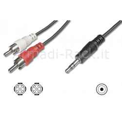 Cavo stereo per collegamento casse-scheda audio -1 connettore 3.5 mm./ 2 connettori cinch (rca) maschio mt.1,5