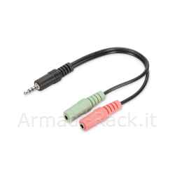 Sdoppiatore Audio 3,5 Mm Maschio - 2 x 3,5 Mm Femmina per Microfono E Cuffie Pc su Smartphone