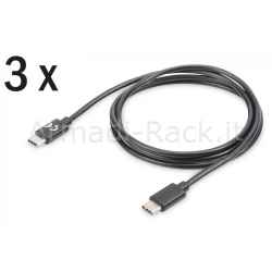 Confezione 3 Cavo USB 2.0 Tipo-C a Micro USB B M/M 1.0 Mt 3A nero