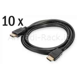 Set 10 Cavi HDMI 2.0 4K@60Hz Mt 2 Uhd 60P Contatti Dorati Colore nero