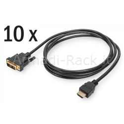 Confezione 10 Cavo Hdmi-Dvi(18+1) M/M, Mt 2 nero